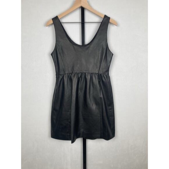 Rebecca Minkoff Dresses & Skirts - Rebecca Minkoff Black Leather Mini Dress Sz 8 Sleeveless Fit and Flare Edgy